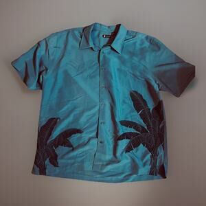 2XL Men's CENTRO Vintage Cornflower Blue Tropical Hawaiian Shirt NWT Beach Vibe